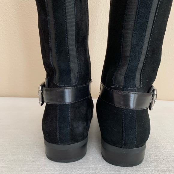 NWOT MARC FISHER Black Leather/Suede Dual Buckle Knee High Boots Woman’s 8W - Picture 7 of 16